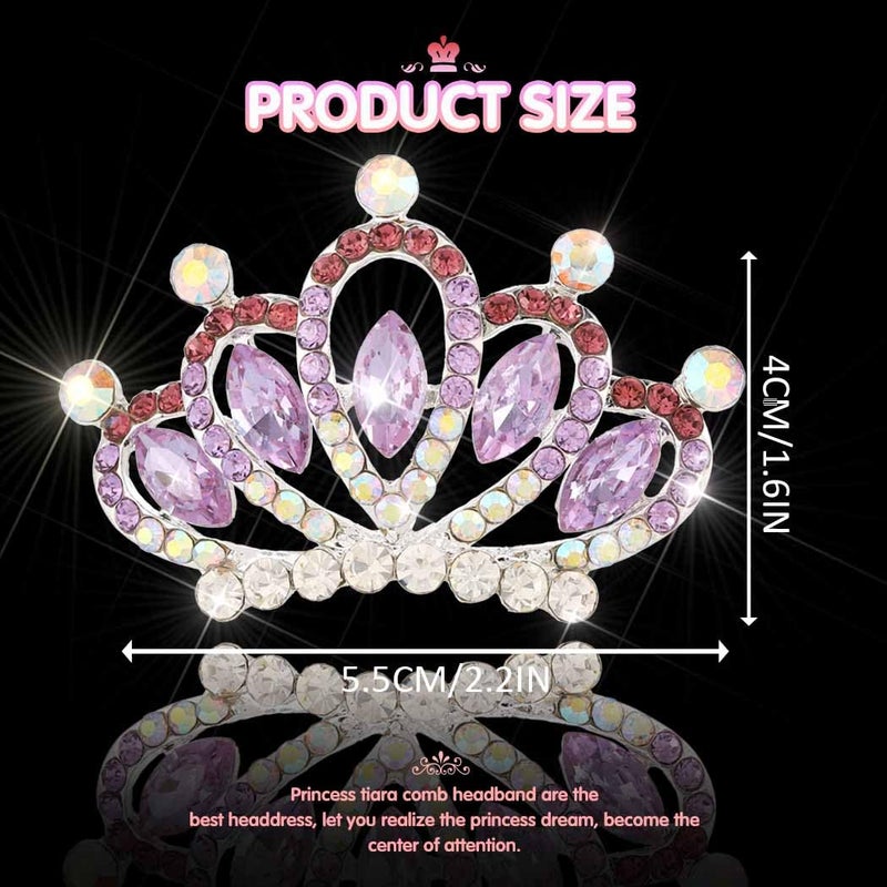 يان مشط تاج صغير من يان، لون بنفسجي، مشط شعر على شكل تاج أميرة للبنات (بنفسجي) - Image 3